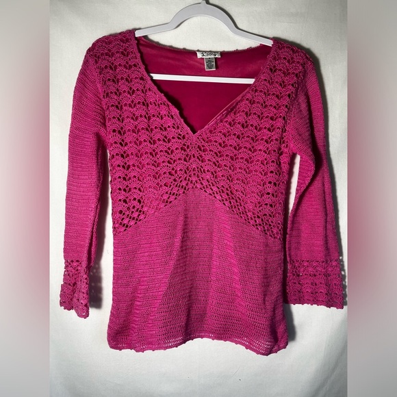 Lilly Pulitzer Tops - Vinatge Lily Pulitzer Y2K Crochet Pink Top Size S